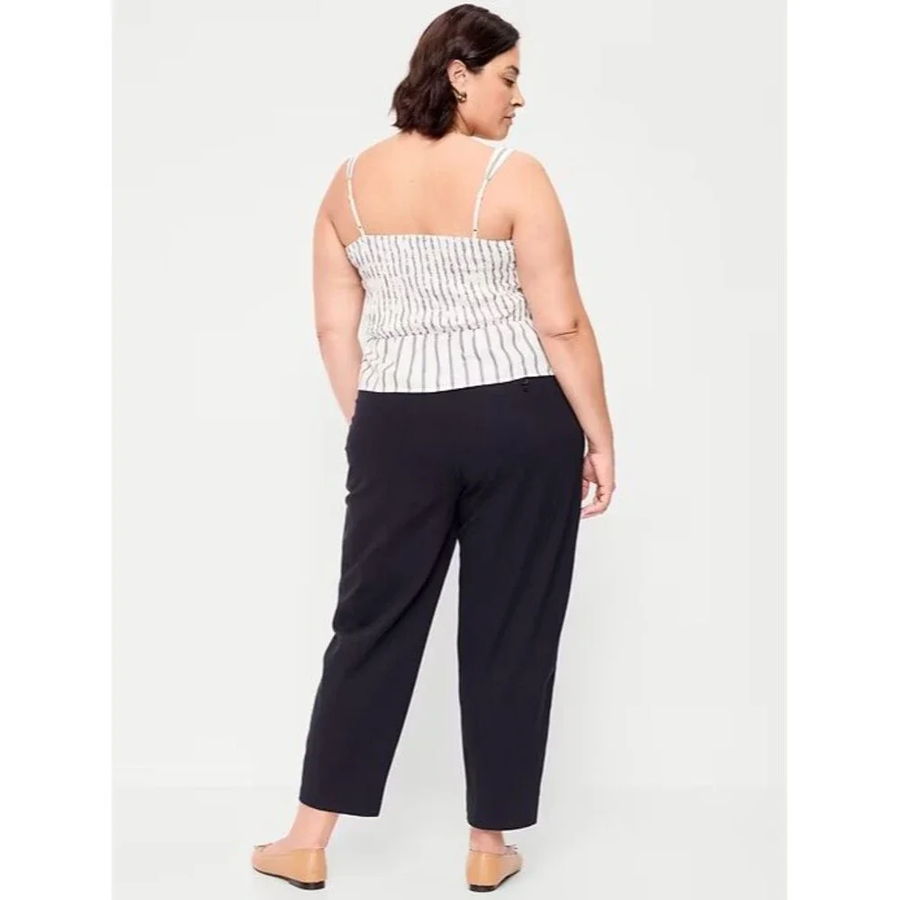 Old Navy OGC Chino Tapered Straight Pants Women 2X Navy Elastic Waist StretchNEW - Picture 2 of 10